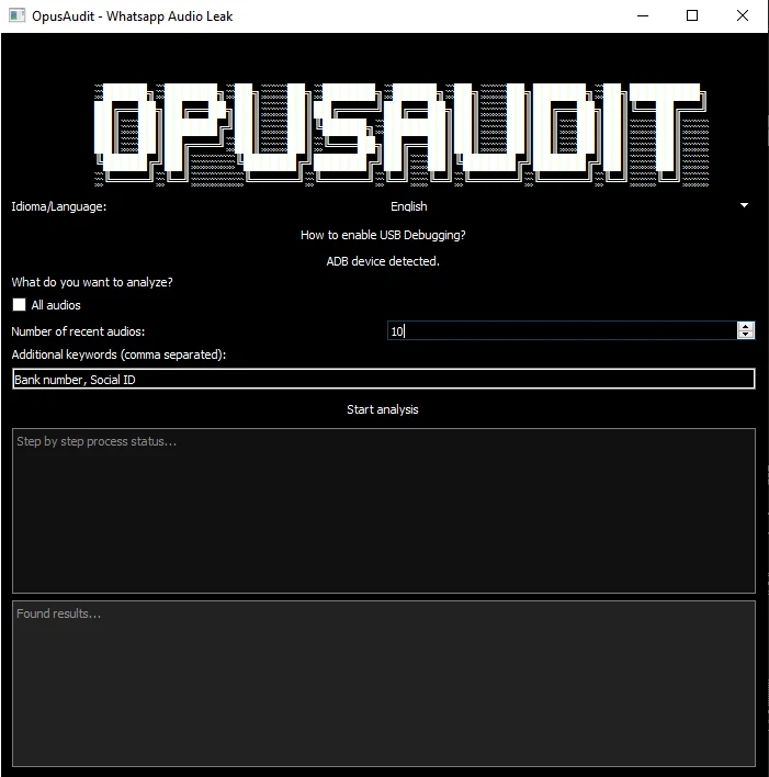 Interfaz principal de OpusAudit